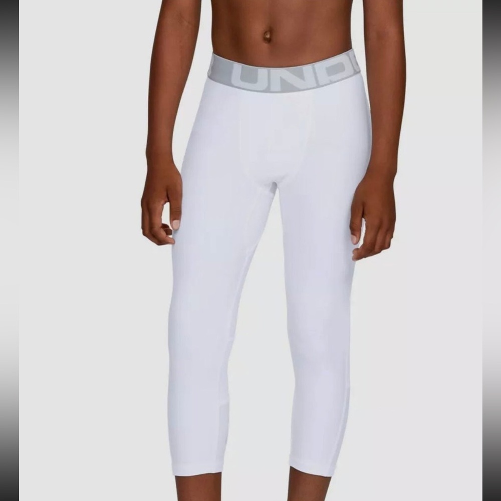 Under Armour Boy's Heatgear Armour ¾ Leggings White Size YXL